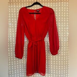 Express Red Chiffon Dress, Size Small